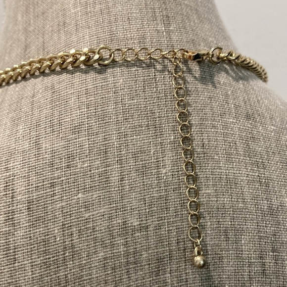 Rhinestone & Glass Cabachon Statement Necklace - Picture 6 of 8